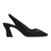 FENDI FENDI BLACK FFREEDOM CRYSTAL SLINGBACK HEELS