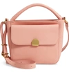 MADEWELL THE MINI ABROAD LEATHER CROSSBODY BAG - CORAL,L4914