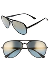 Ray Ban Ray-ban Unisex Polarized Mirrored Brow Bar Aviator Sunglasses, 58mm In Black/ Gold Mirror