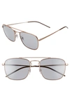 Ray Ban Ray-ban Unisex Brow Bar Square Sunglasses, 55mm In Copper/ Grey Solid