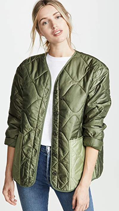 Anine Bing Andy Quilted Bomber Jacket In Green