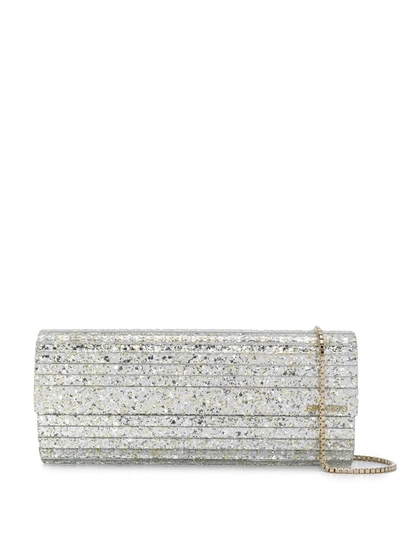 Jimmy Choo Sweetie Glitter Clutch In Metallic