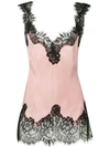 Gold Hawk Contrasting Lace Trim Top - Pink In Pink