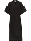 JIL SANDER JIL SANDER GALATEA CUFFED MIDI DRESS - 黑色