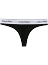 Calvin Klein Underwear Logo Waistband Thongs - Black In Black