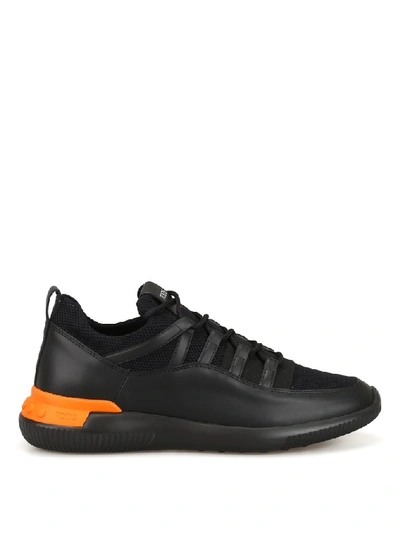 Tod's Black Sneakers In Leather And Scuba
