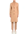 AGNONA CASHMERE SINGLE-BREASTED SLIM COAT, CAMEL,PROD147740012