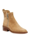 3.1 Phillip Lim Alexa Suede Double-zip Ankle Booties In Light Brown