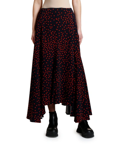 Stella Mccartney Aldgate Printed Stretch-cady Midi Skirt In Blue/red