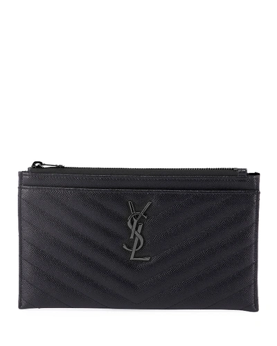 Saint Laurent Ysl Quilted Bill Pouch Wallet In Black