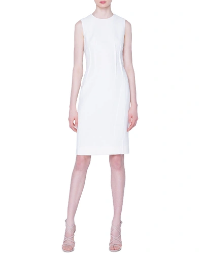 Akris Sleeveless Double-face Wool Sheath Dress In Off White
