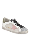 GOLDEN GOOSE SUPERSTAR LOW-TOP GLITTERED LEATHER SNEAKERS,PROD146610062
