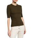 ROSETTA GETTY 1/2-SLEEVE FITTED T-SHIRT,PROD147190045