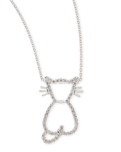 Roberto Coin Pave Diamond Cat Pendant Necklace In White Gold