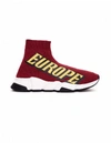 BALENCIAGA EUROPE PRINTED SPEED TRAINER SNEAKERS,517369/6360/ROUGEJAUNE