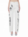 VETEMENTS WHITE PRINTED JEANS,WAH19PA103