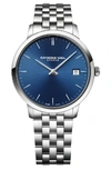 Raymond Weil Toccata Round Navy Blue Stainless Steel Bracelet Watch In Silver/ Blue/ Silver