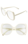 GUCCI 56MM GRADIENT BUTTERFLY SUNGLASSES - SHINY SOLID IVORY/ GRN GRAD,GG0472S001