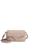 Valentino Garavani Rockstud Mini Calfskin Leather Crossbody Bag In Poudre Rockstud