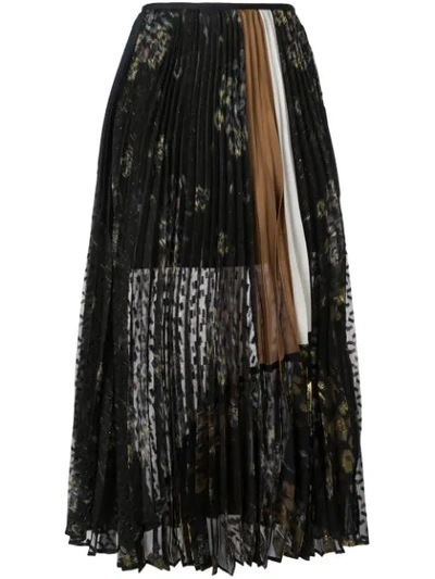 Mame Floral Print Pleated Skirt - 黑色 In Black