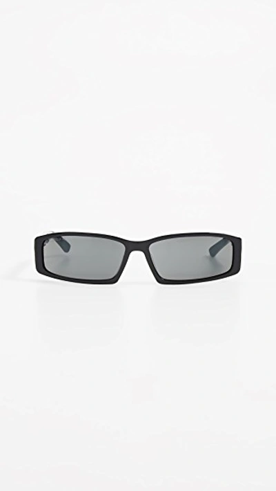 Balenciaga Neo Straight Sunglasses In Black With Solid Grey Lens