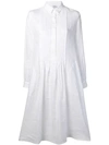 ASPESI ASPESI PLEATED BIB SHIRT DRESS - WHITE