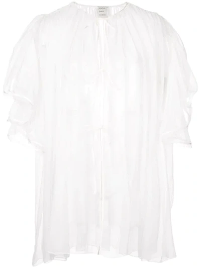 Maison Rabih Kayrouz Ruffle Sleeves Sheer Top In White