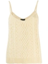 CASHMERE IN LOVE CASHMERE IN LOVE CABLE KNIT TANK TOP - 黄色