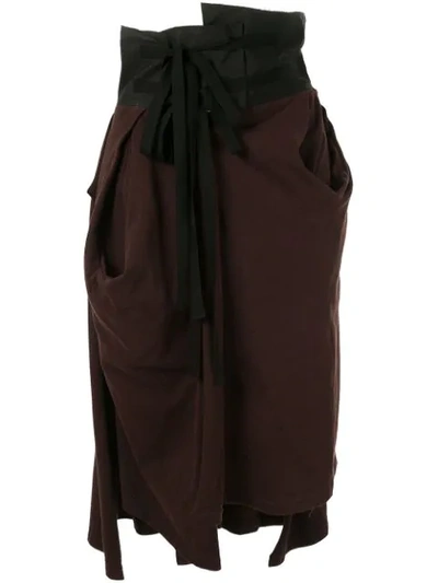 Aganovich High Waisted Jersey Skirt In Brown