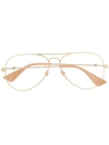 GUCCI GUCCI EYEWEAR AVIATOR FRAMED GLASSES - GOLD