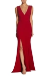 Dress The Population Sandra Plunging V-neck Sleeveless Crepe Gown In Garnet