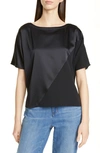 Eileen Fisher Panelled Satin T-shirt In Black