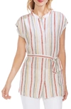 VINCE CAMUTO CANYON STRIPE BELTED BLOUSE,9039057