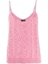 CASHMERE IN LOVE CASHMERE IN LOVE CABLE KNIT TANK TOP - 粉色
