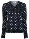 Shop Comme Des Garçons Play Polka-dot Knit Sweater In Blue