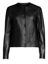 ESCADA Lascada Laser Cut Logo Leather Jacket