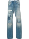 LEVI'S LEVI'S 补丁设计直筒牛仔裤 - 蓝色