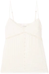 ANINE BING NADINE LACE-TRIMMED SILK AND COTTON-BLEND CAMISOLE