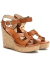 Jimmy Choo Aleili Vachetta Leather Cork Wedge Sandals In Brown