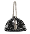 Jimmy Choo Callie Black Suede Clutch Bag With Star Crystal Embroidery