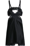Stella Mccartney Clara Whispering Cutout Lace-trimmed Stretch-silk Charmeuse Satin Chemise In Black