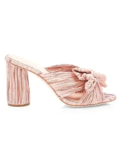 Loeffler Randall Penny Knotted Metallic Mules In Rose Gold
