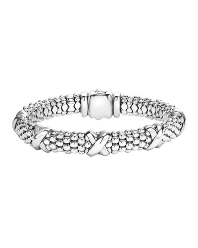 Lagos Signature Sterling Silver X Station Caviar Bracelet