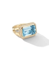 DAVID YURMAN NOVELLA 18K GOLD 16MM BLUE TOPAZ RING W/ DIAMONDS,PROD221030172