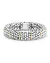 Lagos Sterling Silver Signature Caviar Bracelet With 18k Yellow Gold Stations In Yellow/silver