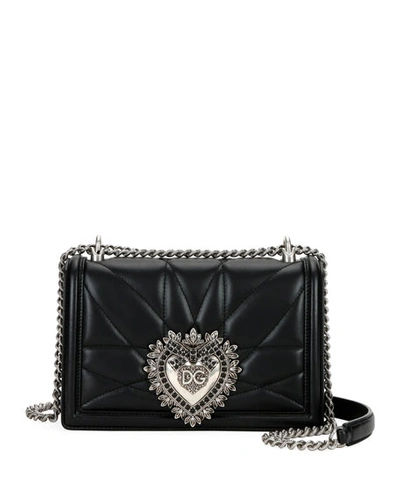 Dolce & Gabbana Devotion Medium Quilted Napa Crossbody Bag In Black