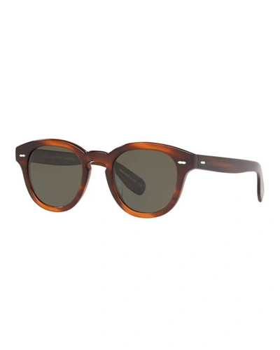 Oliver Peoples Men's Rounded Bold Acetate Sunglasses In Brown Pattern