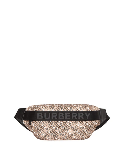 Burberry Medium Sonny Monogram Nylon Belt Bag In Beige