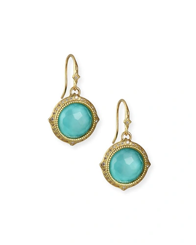 Armenta Old World Turquoise/quartz Drop Earrings W/ Diamonds & 18k Gold