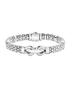 Lagos Derby Large Buckle Sterling Silver Caviar Bracelet In Silver